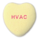 hvac written on a yellow candy heart